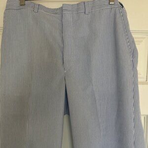 Adjust A Band Expand Waist Mens Casual Pants 38 x 27 Short Length Blue Striped